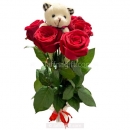 5 Red Roses with Teddy Bear